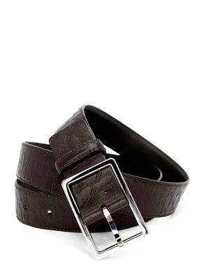 Montblanc Men’s Belt Logo Embossed Brown Leather Buckle Cut-To-Size 38 36 34 EUC